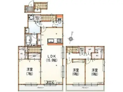 ステージクオリアップ経堂(3LDK/2階)の間取り写真