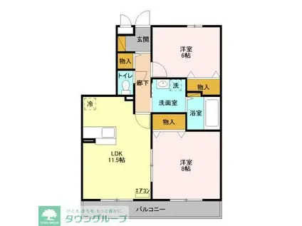 アルファタウン天王台(2LDK/2階)の間取り写真