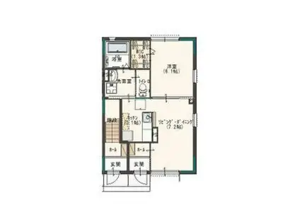 スタージスA(1LDK/1階)の間取り写真