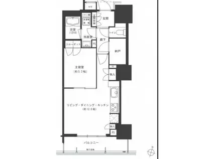 グランクロスタワー広島(1LDK/13階)の間取り写真