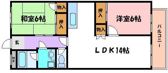 プレジオ王塚台(2LDK/3階)の間取り写真