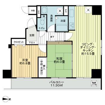 ハイツ本山(2LDK/12階)の間取り写真