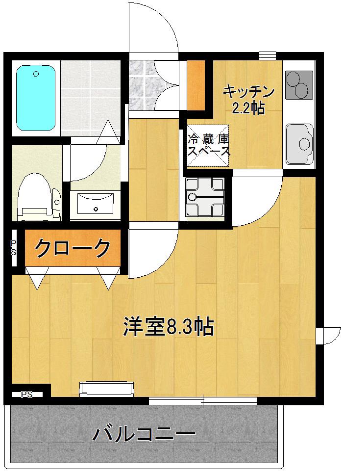 ルシール116(1K/2階)の間取り写真