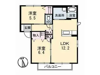F-CUBE A棟(2LDK/1階)の間取り写真