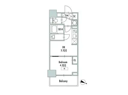 GRANPASEO東十条(1DK/7階)の間取り写真