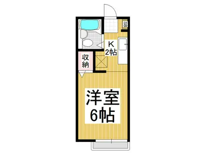 プレジール若里(1K/2階)の間取り写真