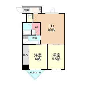 恒志堂手稲ビルI(2LDK/2階)の間取り写真