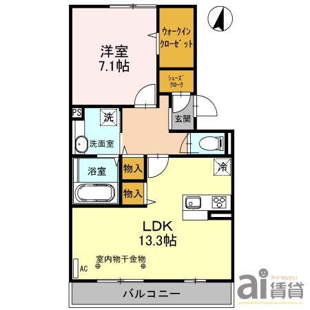 匠乃館B(1LDK/2階)の間取り写真