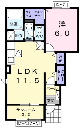 メゾン アルモニー(1LDK/1階)の間取り写真