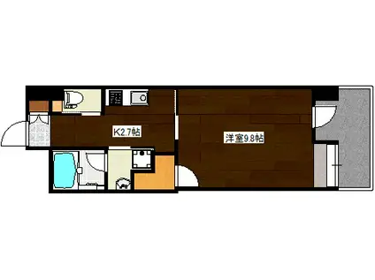 グランドフォーセゾン横川(1K/9階)の間取り写真