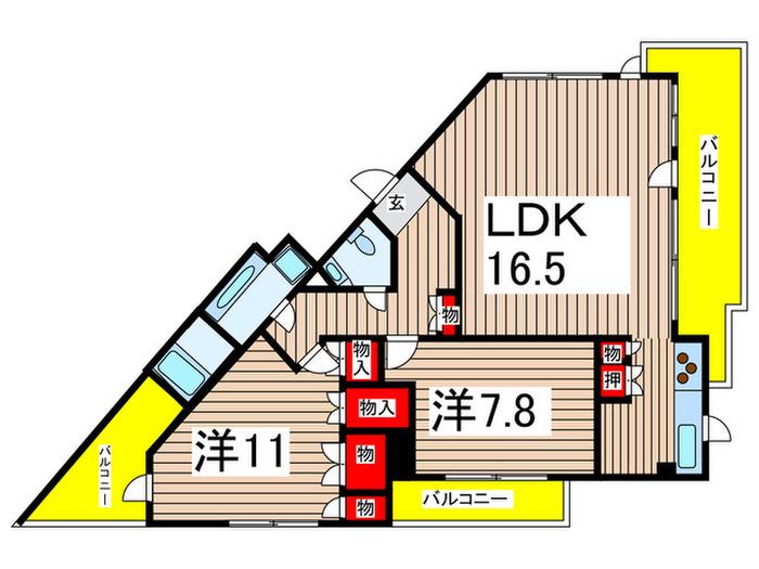 NS21やごと(2LDK/5階)の間取り写真