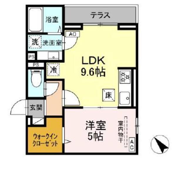ドムスクレスト清新二丁目(1LDK/2階)の間取り写真