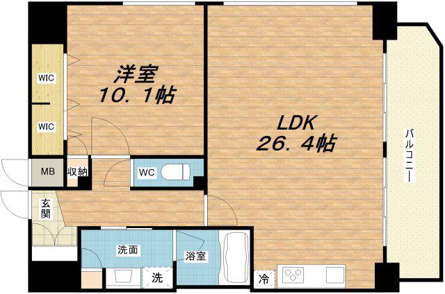 プレジオ鎗屋町(1LDK/15階)の間取り写真
