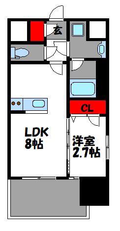 ブランシエスタ千早RJR(1LDK/4階)の間取り写真