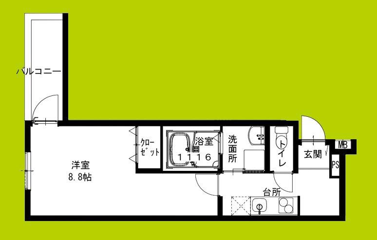 フジパレス東花園イースト(1K/1階)の間取り写真
