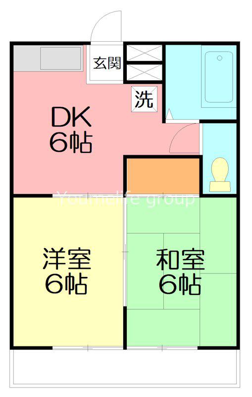 ルミエール富水(2DK/3階)の間取り写真