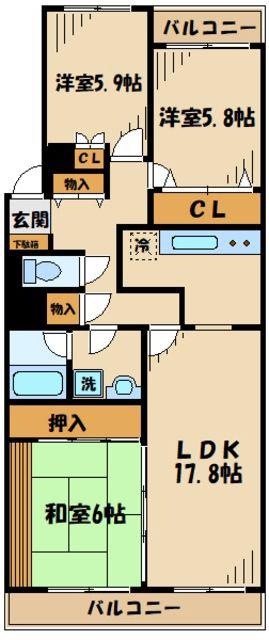 L-COMMUPLUS相模大野(3LDK/2階)の間取り写真