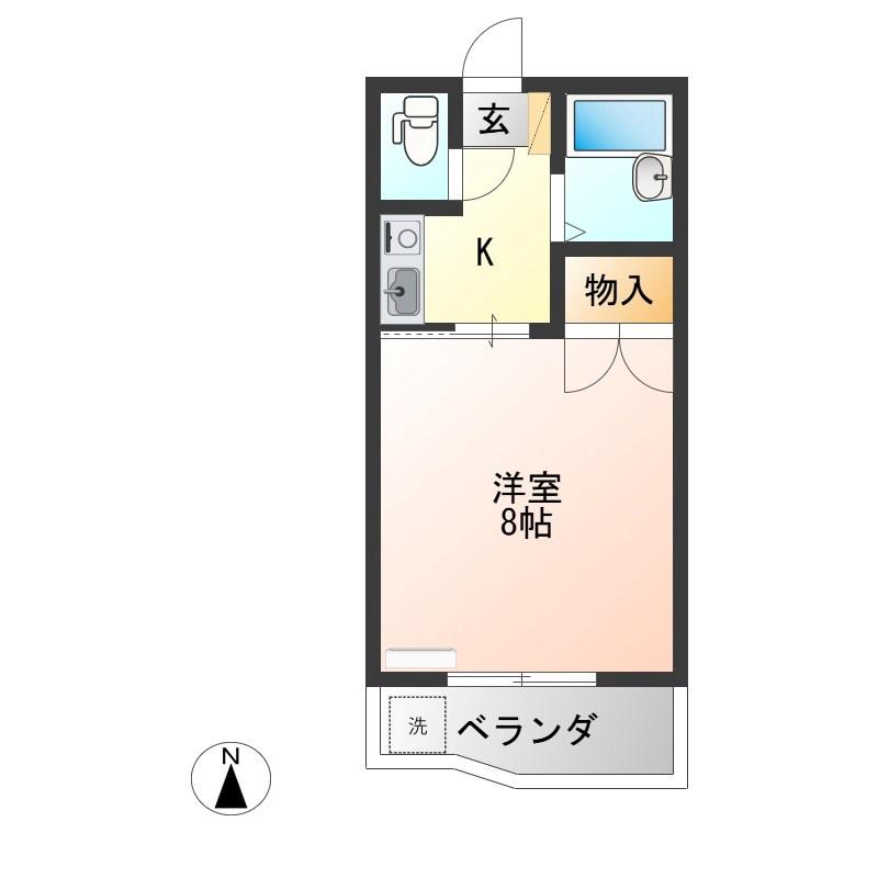 峰ヶ丘ハイツ(1K/5階)の間取り写真