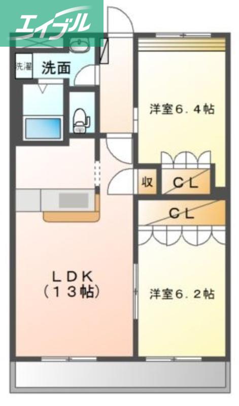 アメニティ羽島(2LDK/1階)の間取り写真