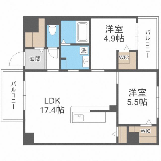 THE STAGE西新(2LDK/2階)の間取り写真