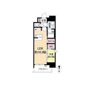 セレニテフラン本町(1LDK/13階)の間取り写真