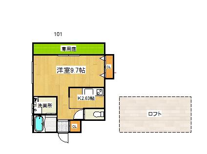 レグルス新明(1K/1階)の間取り写真