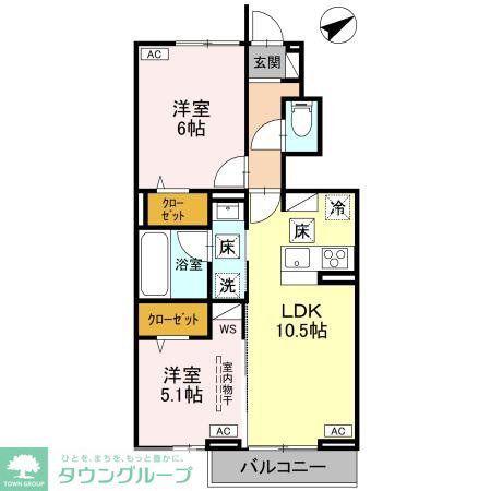 WISTERIA III(2LDK/1階)の間取り写真