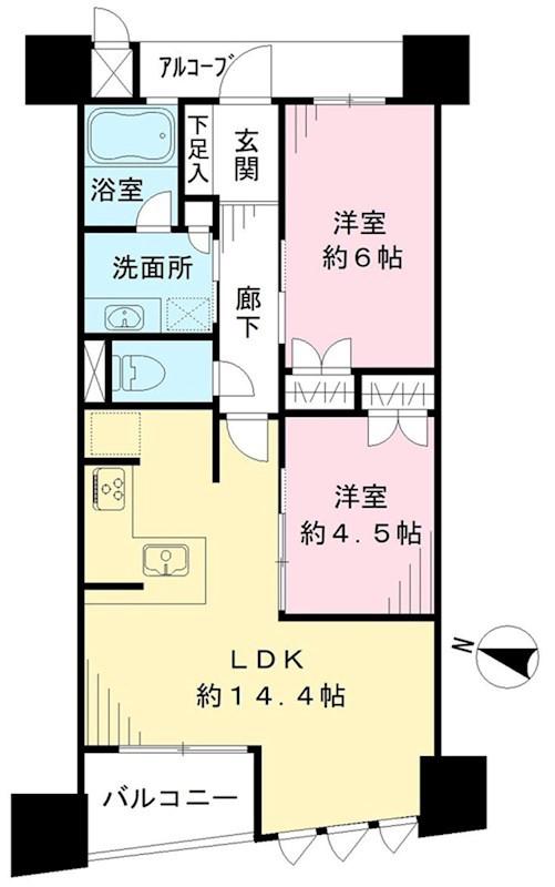 レ・ジェイド京都堀川(2LDK/7階)の間取り写真