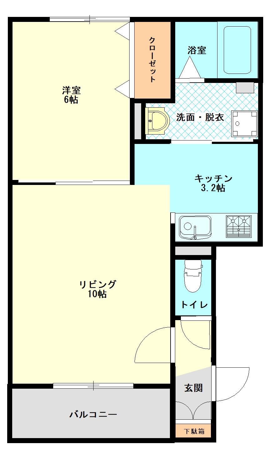 ハスコリオ東光II(1LDK/3階)の間取り写真