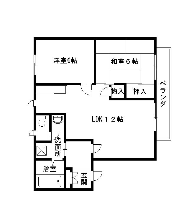 サニーコート高安(2LDK/2階)の間取り写真