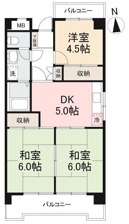 ALL上福岡(3DK/1階)の間取り写真
