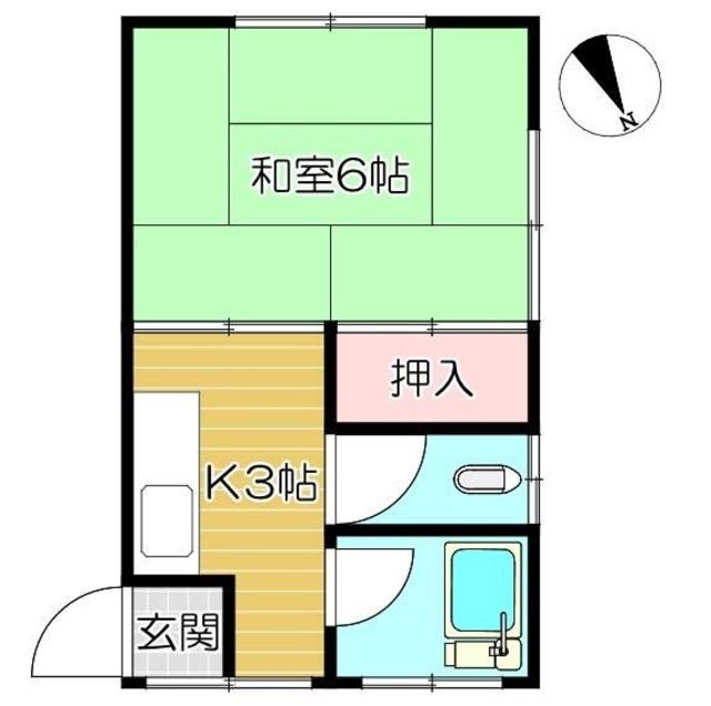 池水荘(1K/1階)の間取り写真