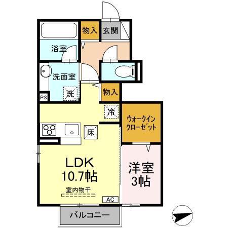 SHERRY(1LDK/1階)の間取り写真
