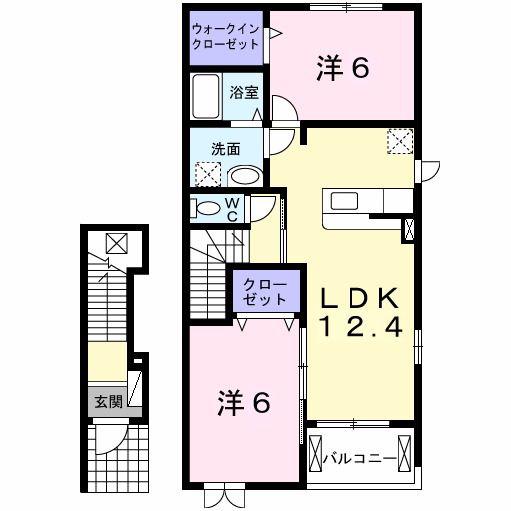 デーア フィオーレ(2LDK/2階)の間取り写真