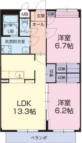 SURPLUSKAWATA(2LDK/2階)の間取り写真