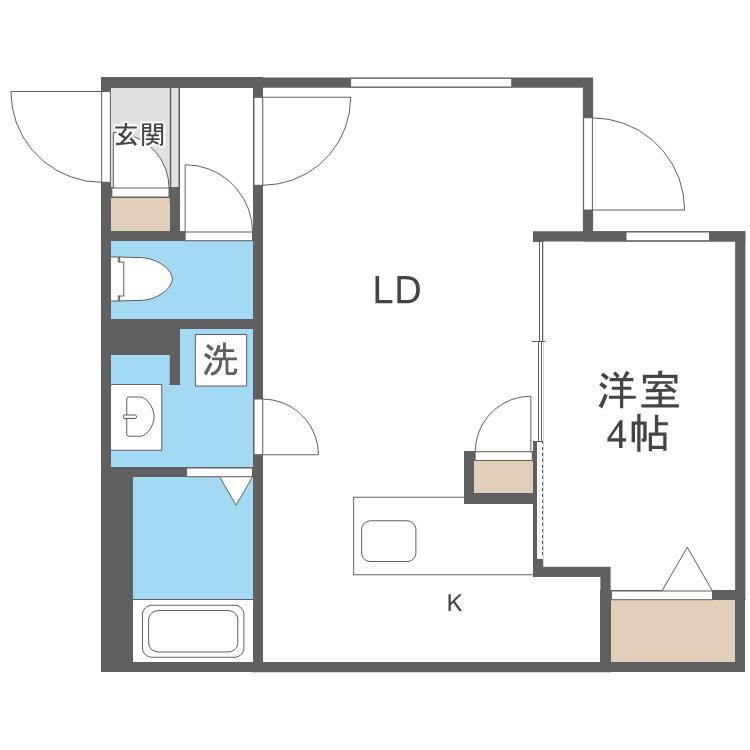 アルファスクエア西28(1LDK/2階)の間取り写真