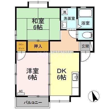 アーバンハイツ(2DK/1階)の間取り写真
