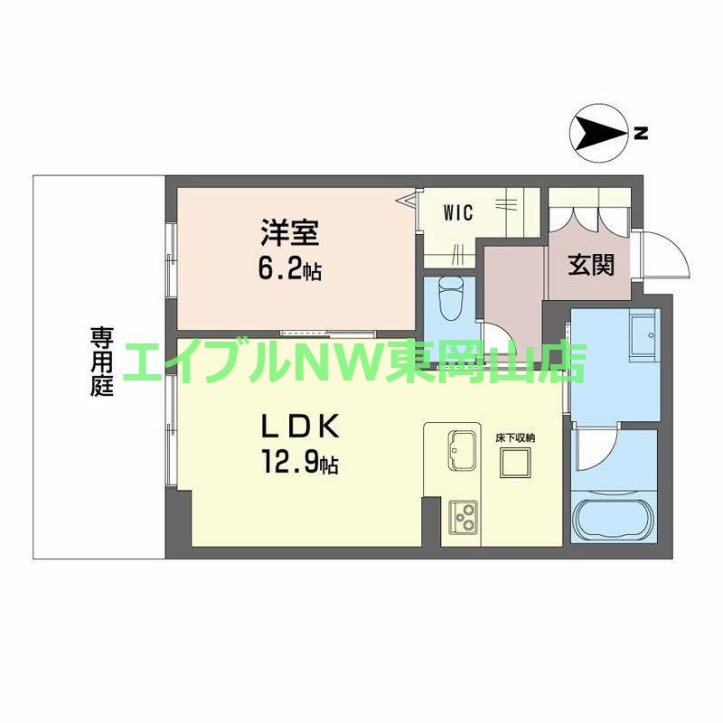 JR山陽本線 岡山駅 徒歩10分 2階建 新築(1LDK/1階)の間取り写真