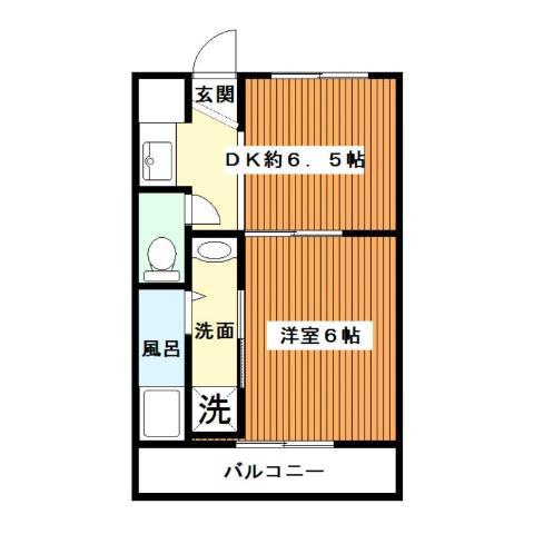 ヴィラナリー小俣II棟(1DK/1階)の間取り写真
