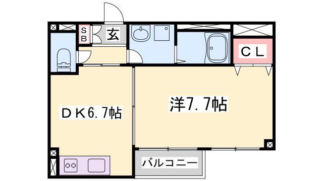 サンワプラザ福崎S(1DK/3階)の間取り写真