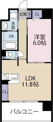 ヴァンドーム新蔵(1LDK/9階)の間取り写真
