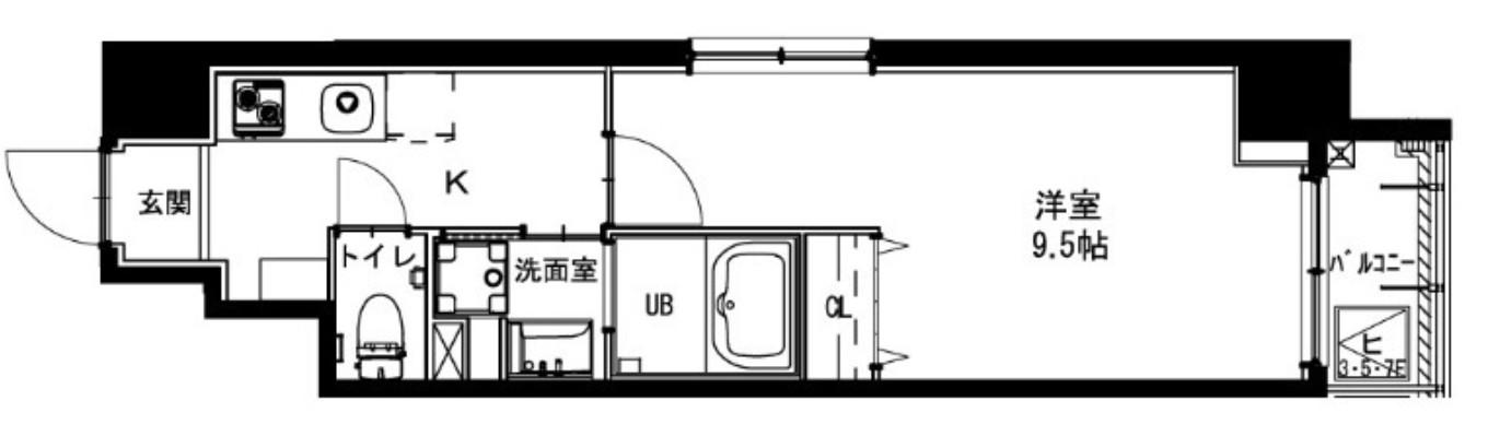 ボナール西船橋(1K/9階)の間取り写真