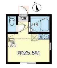 さくら小島新田(ワンルーム/2階)の間取り写真