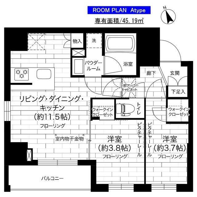 ステージグランデ亀有アジールコート(2LDK/3階)の間取り写真