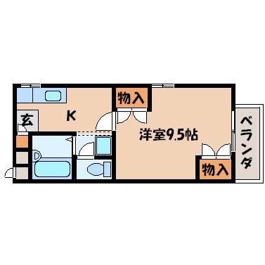 キャスト 2号棟(1K/2階)の間取り写真