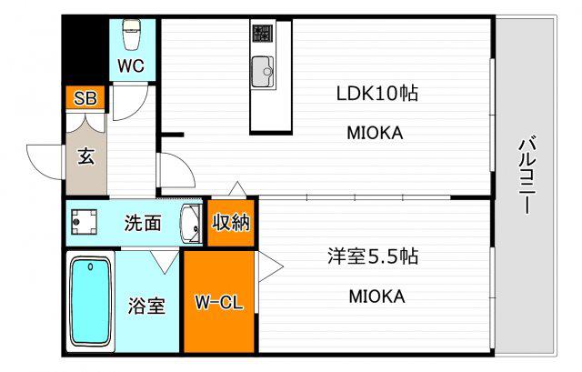 THE TERRACE 天王寺MK(1LDK/6階)の間取り写真