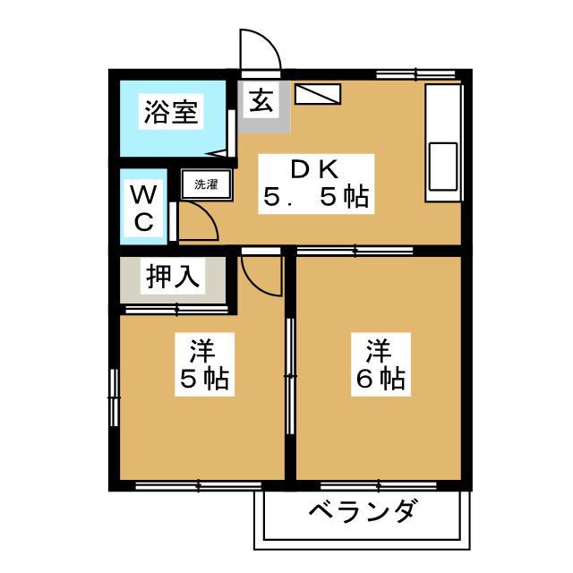 エクレール元橋本A(2DK/1階)の間取り写真
