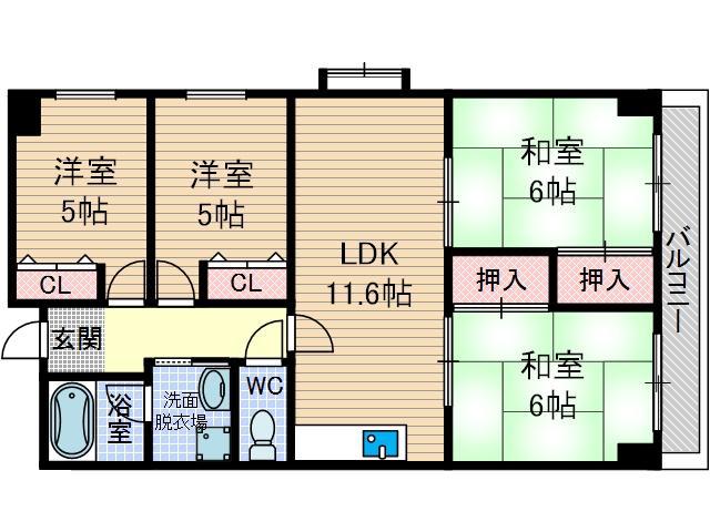 サンガーデン茨木(4LDK/3階)の間取り写真