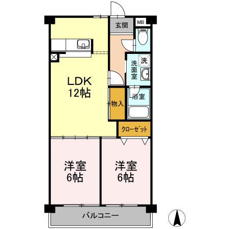 コーラル半田(2LDK/3階)の間取り写真