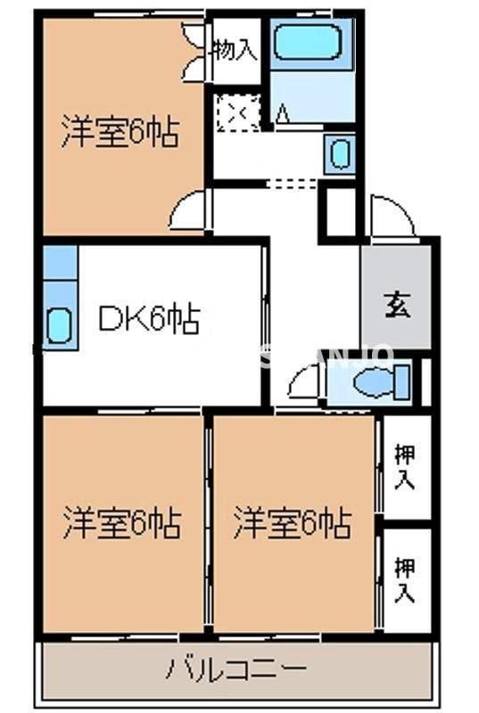 スカイビレッジ六番館(3DK/4階)の間取り写真